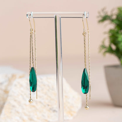 Malachite Crystal Drop Earrings - Enamoux