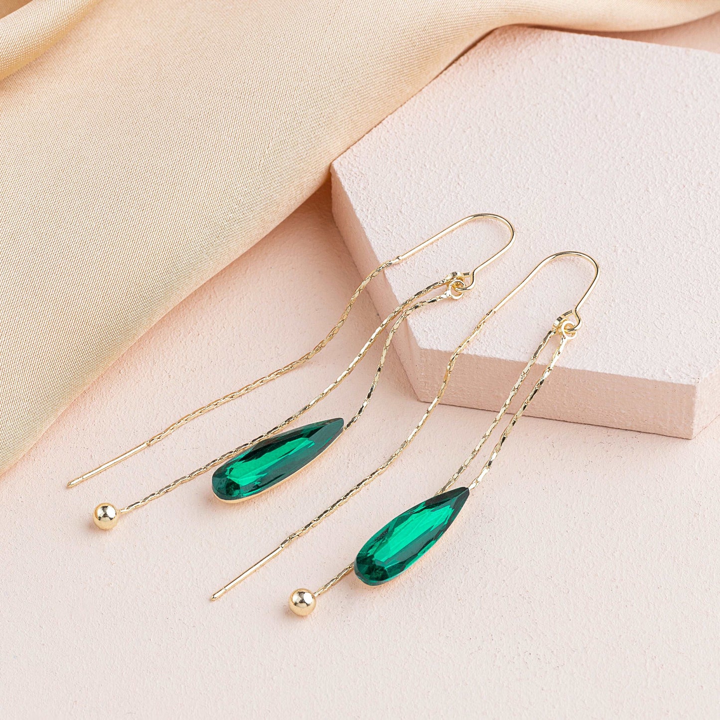 Malachite Crystal Drop Earrings - Enamoux