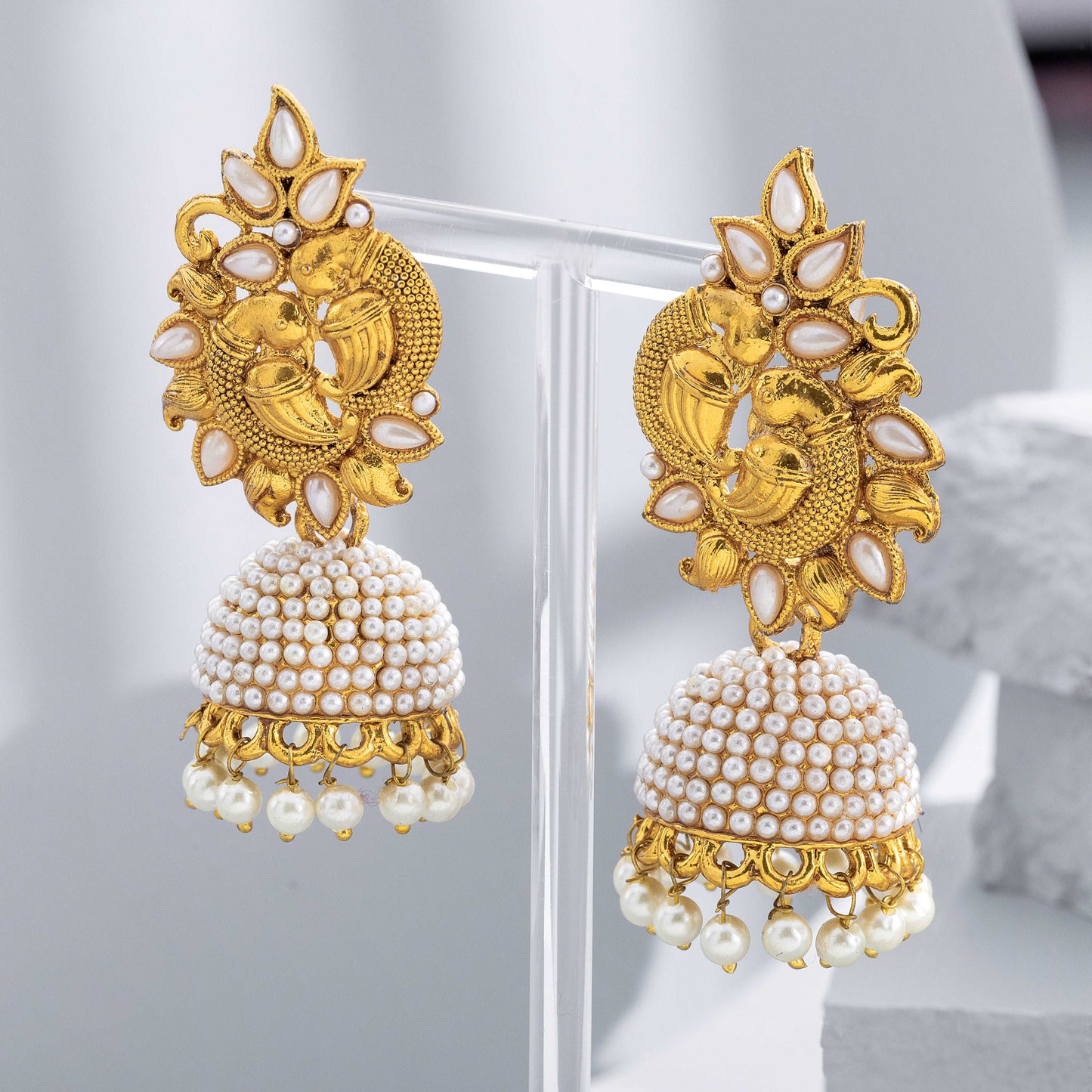 Dainty Moti Jhumkas - Enamoux