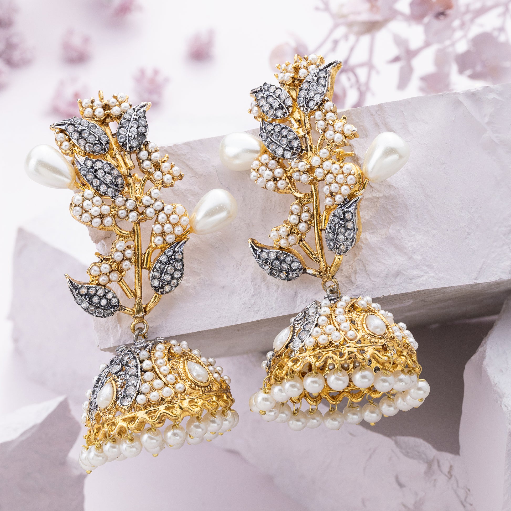 Orchid Pearl Jhumka Earrings