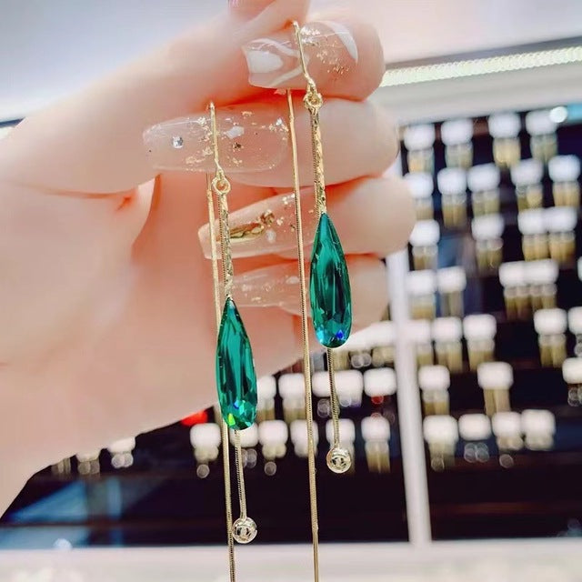 Malachite Crystal Drop Earrings - Enamoux