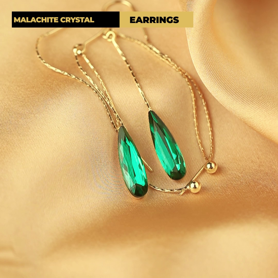 Malachite Crystal Drop Earrings